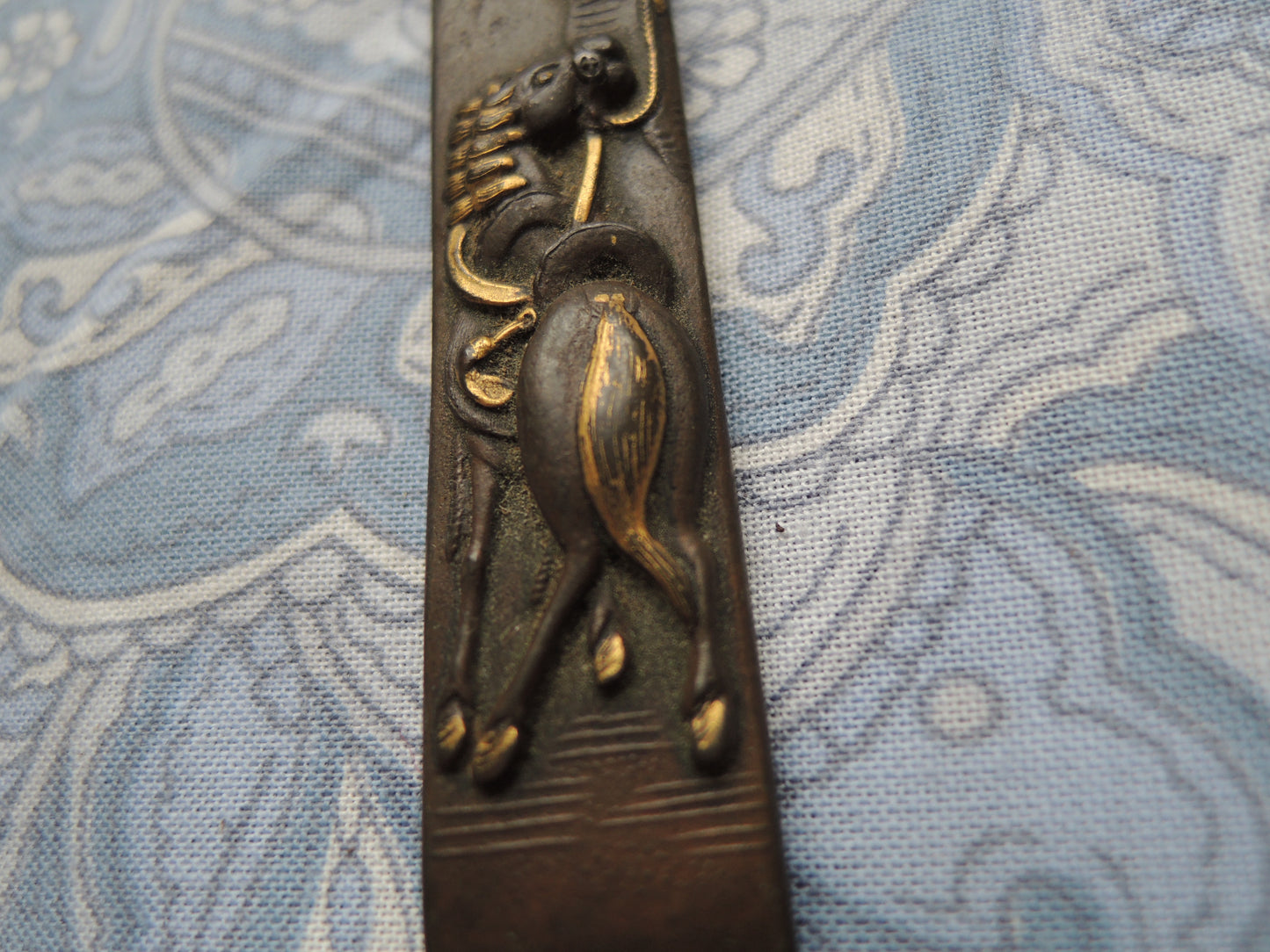 Antique Kozuka Japan Samurai katana Edo period Horse and Cherry Tree