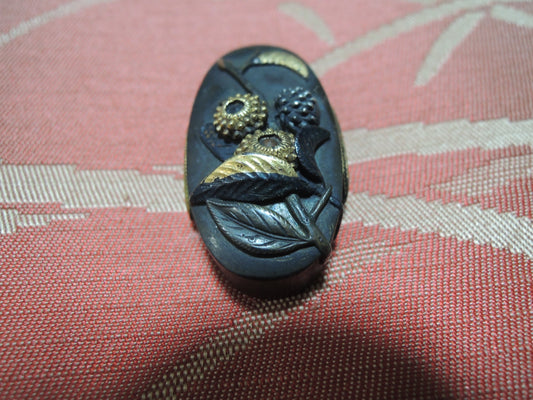 Antique Fuchikashira Japan Samurai katana Edo period Acorn