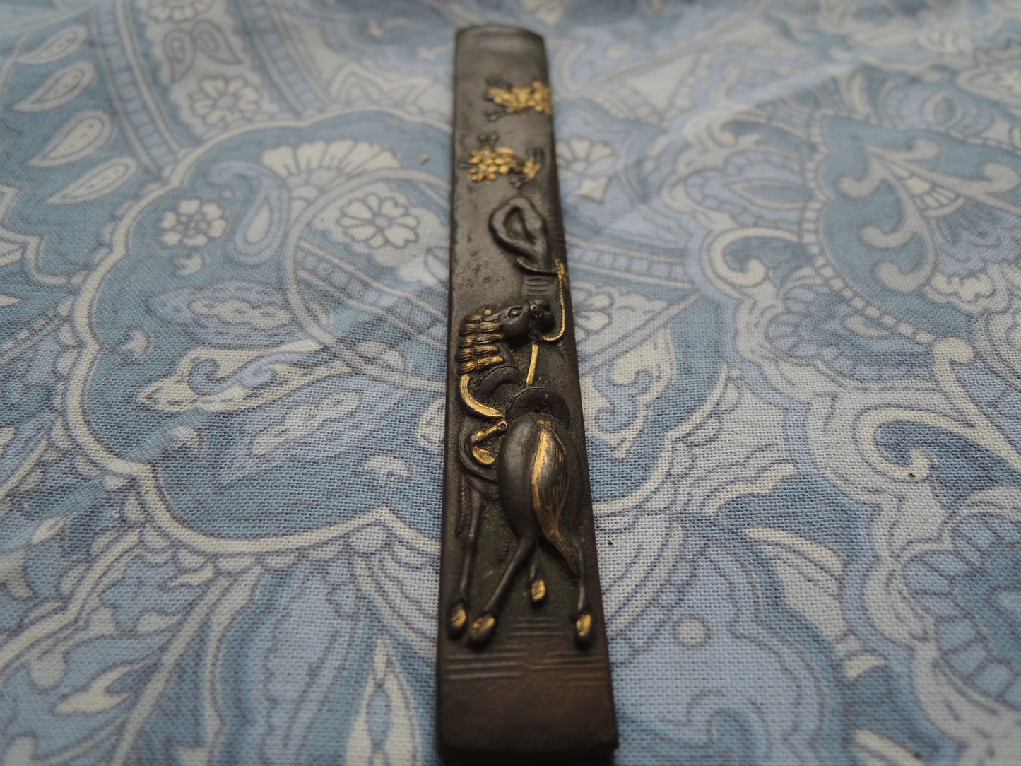 Antique Kozuka Japan Samurai katana Edo period Horse and Cherry Tree
