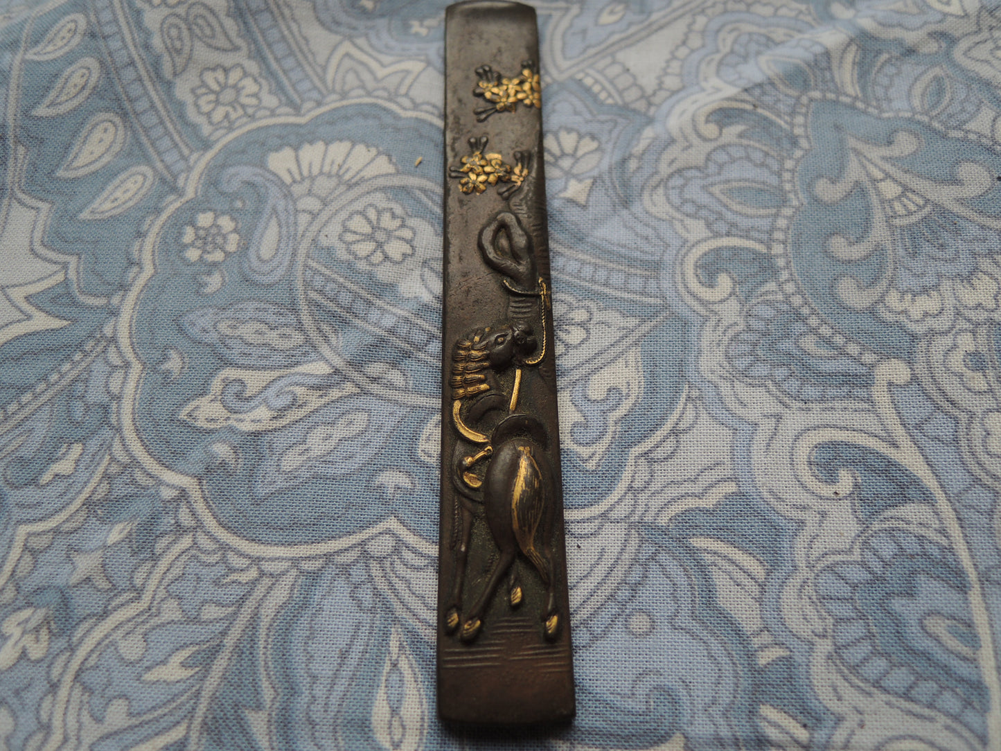 Antique Kozuka Japan Samurai katana Edo period Horse and Cherry Tree